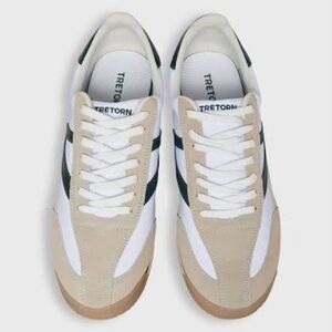Tretorn White, Beige & Dark Green Low-Profile Sneakers